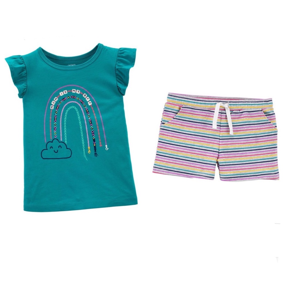 “Mom is my BFF” Graphic Tee & Multi Striped Pull-On Shorts from Carter’s